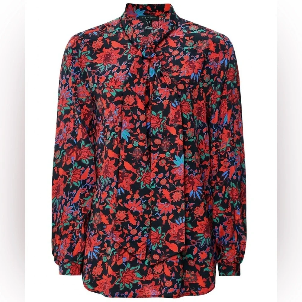 RARE RAG AND BONE NWT Emily Silk Floral Blouse—XS